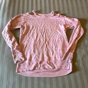 Athleta Girl Size M Pink Sweatshirt Cold Shoulder Cut out